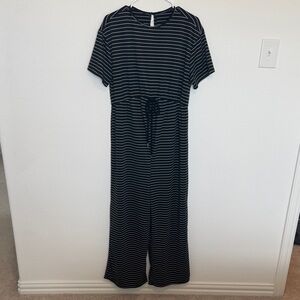 Elegant Navy and White Striped Jumpsuit